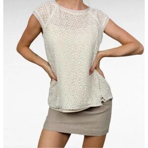 Pixley Yuli Cream Lace Cap Sleeve Top Small